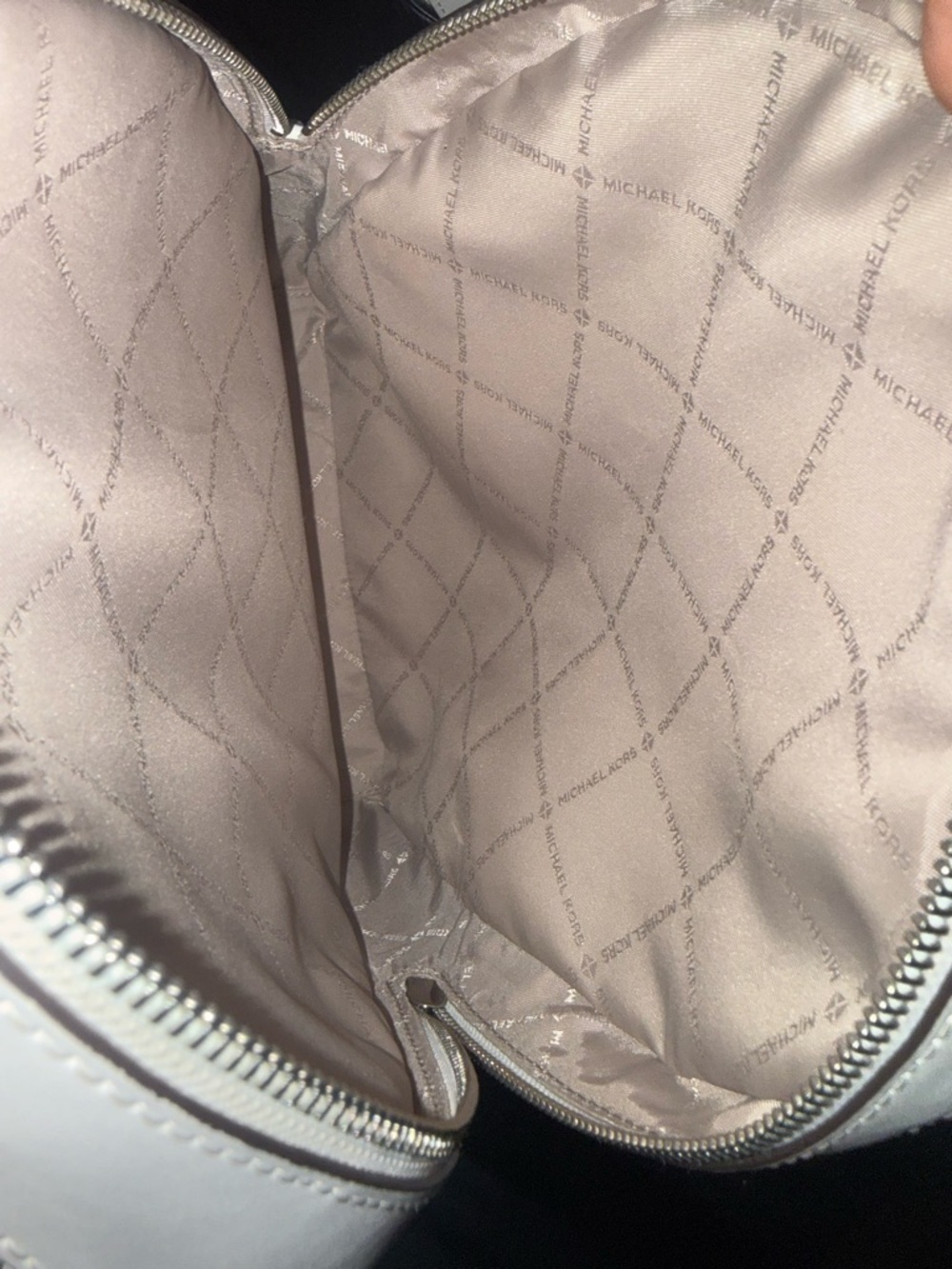 Michael Kors Black Mini Backpack with Beige Trim and Travel Patches - Picture 6 of 7